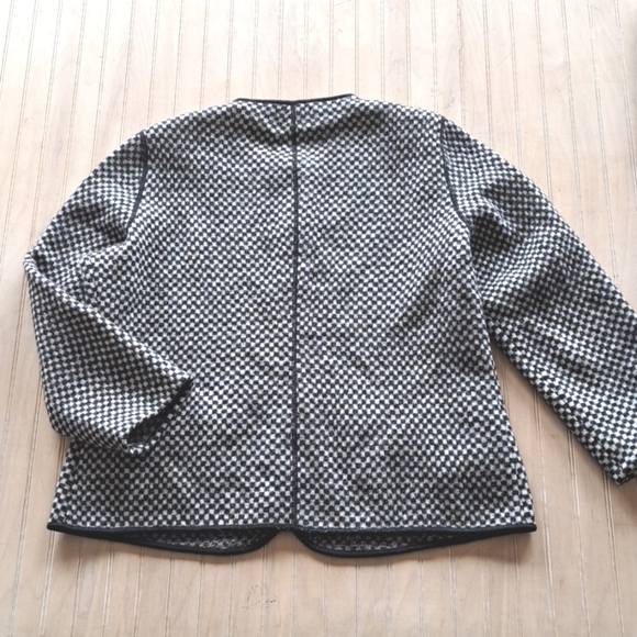 Land's End Wool Chic Checkered Traditional Button Up Cardigan Jacket - Picture 6 of 8